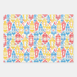 ラマカラフルダンカレムハッピーイードムバラックランタン ラッピングペーパーシート