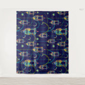 ラマカラフルダン記号パターン タペストリー (正面)