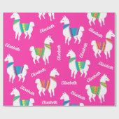 ラマガールズ誕生日名前をカスタムするとカラー ラッピングペーパー (フラット)
