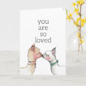 ラマキスをするス「愛される」グリーティングカード カード (黄色い花)