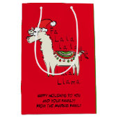 ラマキュートクリスおもしろいマスホリデー ミディアムペーパーバッグ (正面)