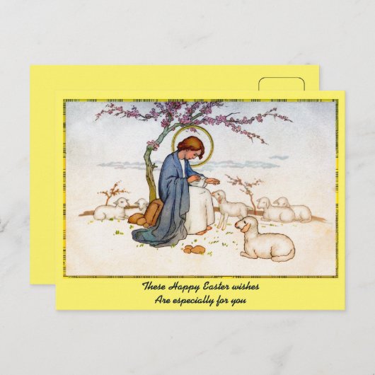 ラマクラシックスの復活祭の願いを持つ宗教的イエス シーズンポストカード (正面/裏面)