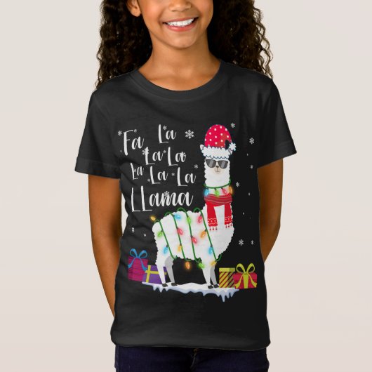 ラマクリスマスセーターFa-La-La Lama おもしろい X-Mas Tシャツ (正面)