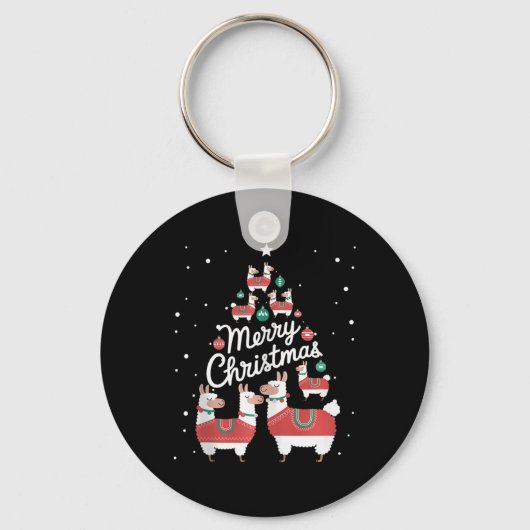 ラマクリスマスツリーラマスクリスマスツリー キーホルダー (正面)