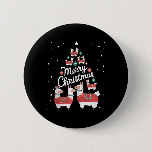 ラマクリスマスツリーラマスクリスマスツリー 缶バッジ (正面)