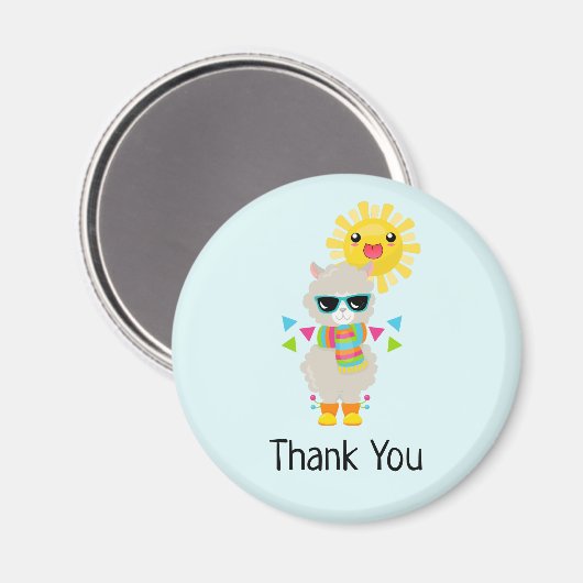 ラマクールと笑顔のかわいいサンありがとう マグネット (正面/裏面)