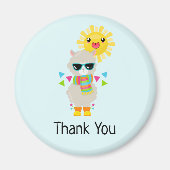 ラマクールと笑顔のかわいいサンありがとう マグネット (正面)