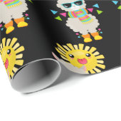 ラマクールと笑顔のかわいいサンパターン ラッピングペーパー (ロールコーナー)