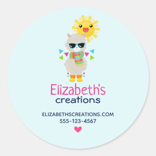 ラマクールと笑顔のかわいいサンビジネス ラウンドシール (正面)