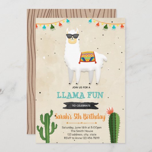 ラマクールボーイ・フィスタ誕生日シャワー招待状 招待状 (正面/裏面)