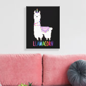 ラマコーンおもしろい- Unicorn Llama キャンバスプリント (インサイチュ (リビング))