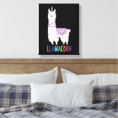 ラマコーンおもしろい- Unicorn Llama キャンバスプリント (インサイチュ (寝室))