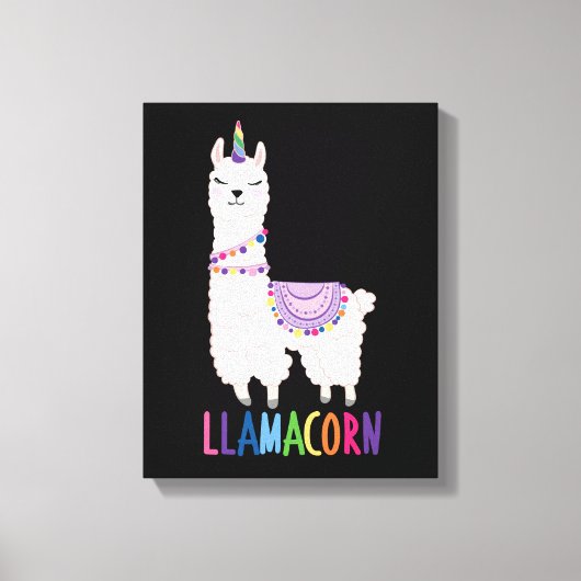 ラマコーンおもしろい- Unicorn Llama キャンバスプリント (正面)