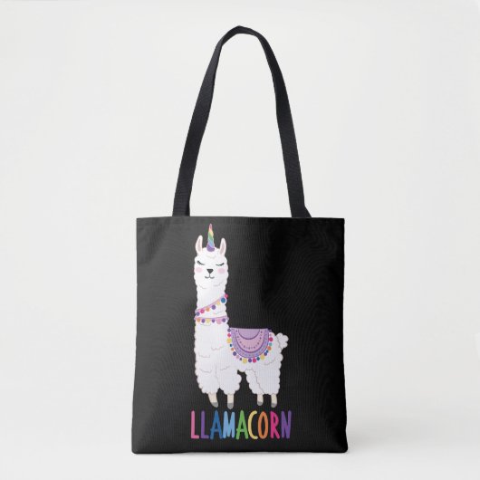 ラマコーンおもしろい- Unicorn Llama トートバッグ (正面)