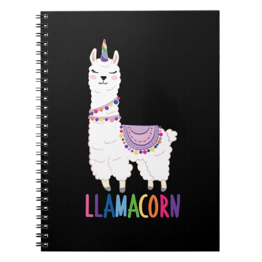 ラマコーンおもしろい- Unicorn Llama ノートブック (正面)
