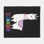 ラマコーンおもしろい- Unicorn Llama フリースブランケット (正面(横))