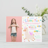 ラマコーンの魔法の写真誕生日招待状 招待状 (スタンド正面)