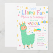 ラマコーンマジカルラマ誕生日招待状 招待状 (正面/裏面)