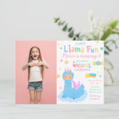 ラマコーンラマフォト誕生日招待状 招待状 (スタンド正面)