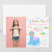 ラマコーンラマフォト誕生日招待状 招待状 (正面/裏面)