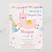 ラマコーン誕生日の招待状マジカルな誕生日 招待状 (正面/裏面)