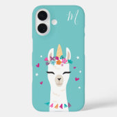 ラマコーン |かわいいマンガUnicorn Llama Monogram Case-Mate iPhoneケース (裏面)