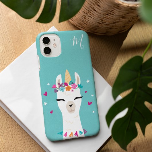 ラマコーン |かわいいマンガUnicorn Llama Monogram Case-Mate iPhoneケース