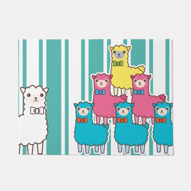 ラマスかアルパカスか？アルパカスかラマスか？ ドアマット (正面)