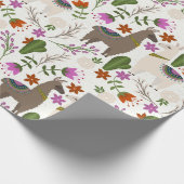 ラマスとサボテンオンホワイト ラッピングペーパー (角)