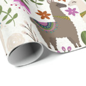 ラマスとサボテンオンホワイト ラッピングペーパー (ロールコーナー)