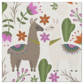 ラマスとサボテン ファブリック (クローズアップ)