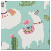 ラマスとサボテン ファブリック (クローズアップ)