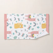 ラマスキャッツアラパカピンクのトリム動物ボホガーリー バスタオルセット (ハンドタオル)