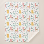 ラマスキャッツアラパカピンクガーリーアニマルズボホ シェルパブランケット (正面)