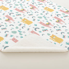 ラマスキャッツアラパカピンクガーリーアニマルズボホ シェルパブランケット