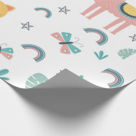 ラマスキャッツアラパカピンクガーリーアニマルズボホ ラッピングペーパー