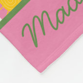 ラマスグリーンサボテンかわいいガーリーピンクの虹 フリースブランケット (角)