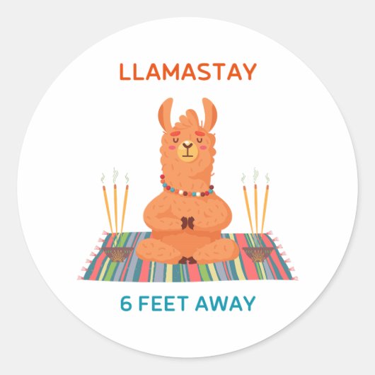 ラマステイ6足プ遠くにンラウンドステッカー ラウンドシール (正面)