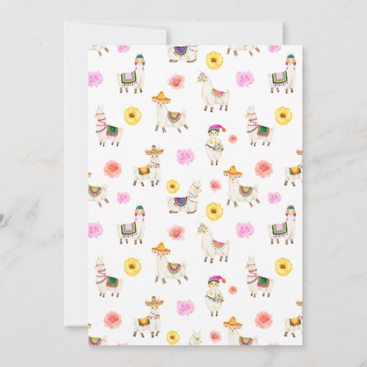 ラマステヨガラマメキシコカラフルの赤ちゃんシャワー 招待状 (裏面)