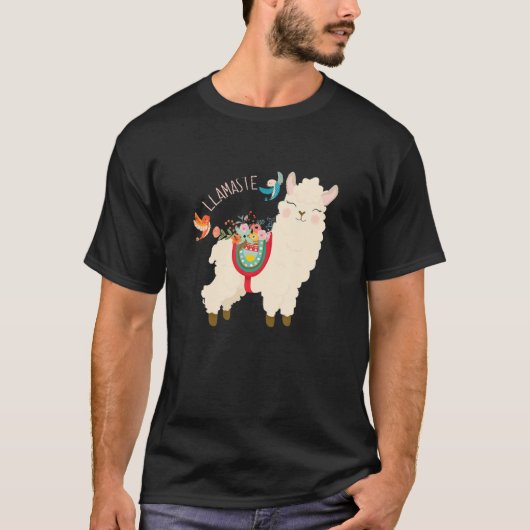 ラマステ – ラマが敬意を持って物事を進める時 Tシャツ (正面)