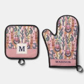 ラマストライプスパターン 鍋つかみ&鍋敷きセット (正面)