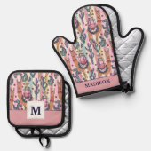 ラマストライプスパターン 鍋つかみ&鍋敷きセット (正面/裏面)