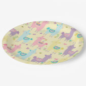 ラマスピンク、黄色い紫かわいい可愛い ペーパープレート (アングル)