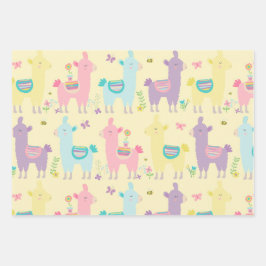 ラマスピンク、黄色い紫かわいい可愛い ラッピングペーパーシート