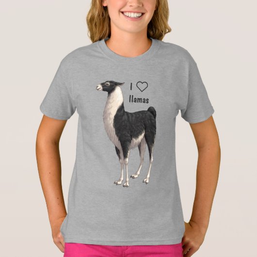 ラマスブラック&ホワイトラマ大好き Tシャツ (正面)