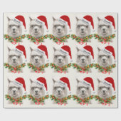 ラマスマイルサンタ名前をカスタムするクリスマス ラッピングペーパー (フラット)