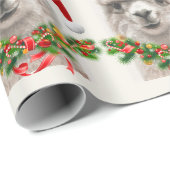 ラマスマイルサンタ名前をカスタムするクリスマス ラッピングペーパー (ロールコーナー)