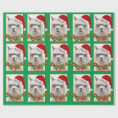 ラマスマイルサンタ名前をカスタムするクリスマス ラッピングペーパー (フラット)