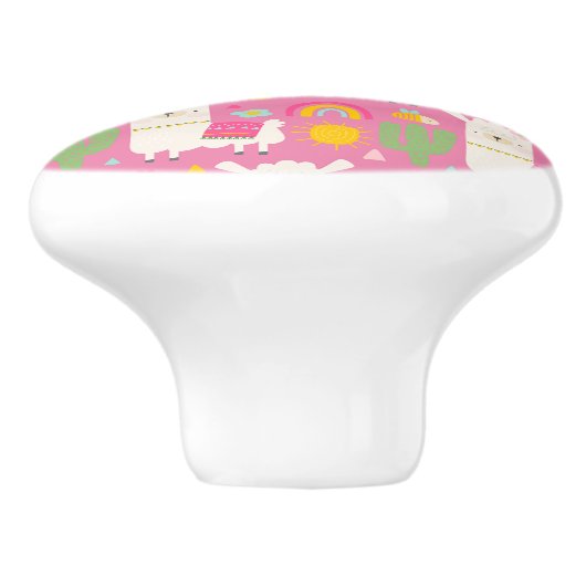 ラマスレインボーズグリーンサボテン軽ガーリーピンクかわいい セラミックノブ (側面)