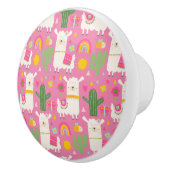 ラマスレインボーズグリーンサボテン軽ガーリーピンクかわいい セラミックノブ (右)